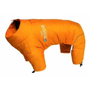 212 MAIN Extreme Warmth Weatherproof Full-Body Suit Dog Jacket - Helios Thunder-Crackle Waded-Plush, Adjustable-Fit, 3M Reflective Trim, Orange, Medium Size
