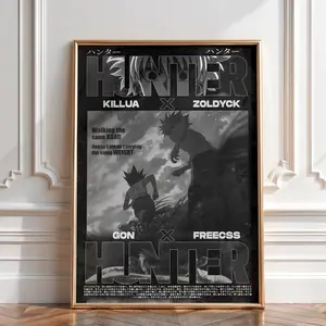Gon & Killua Anime Wall Art Poster, Hunter x Hunter Manga Print Vintage Artwork