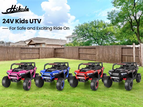 Hikole 24 Volt Ride on Toys for Boys&Girls, 2 Seater Ride on Car for Kids with Manual/Remote Control, 20'' Wide Seats, High/Slow Speeds, Music, Multi Functions Dashboard, Bluetooth/USB, Green