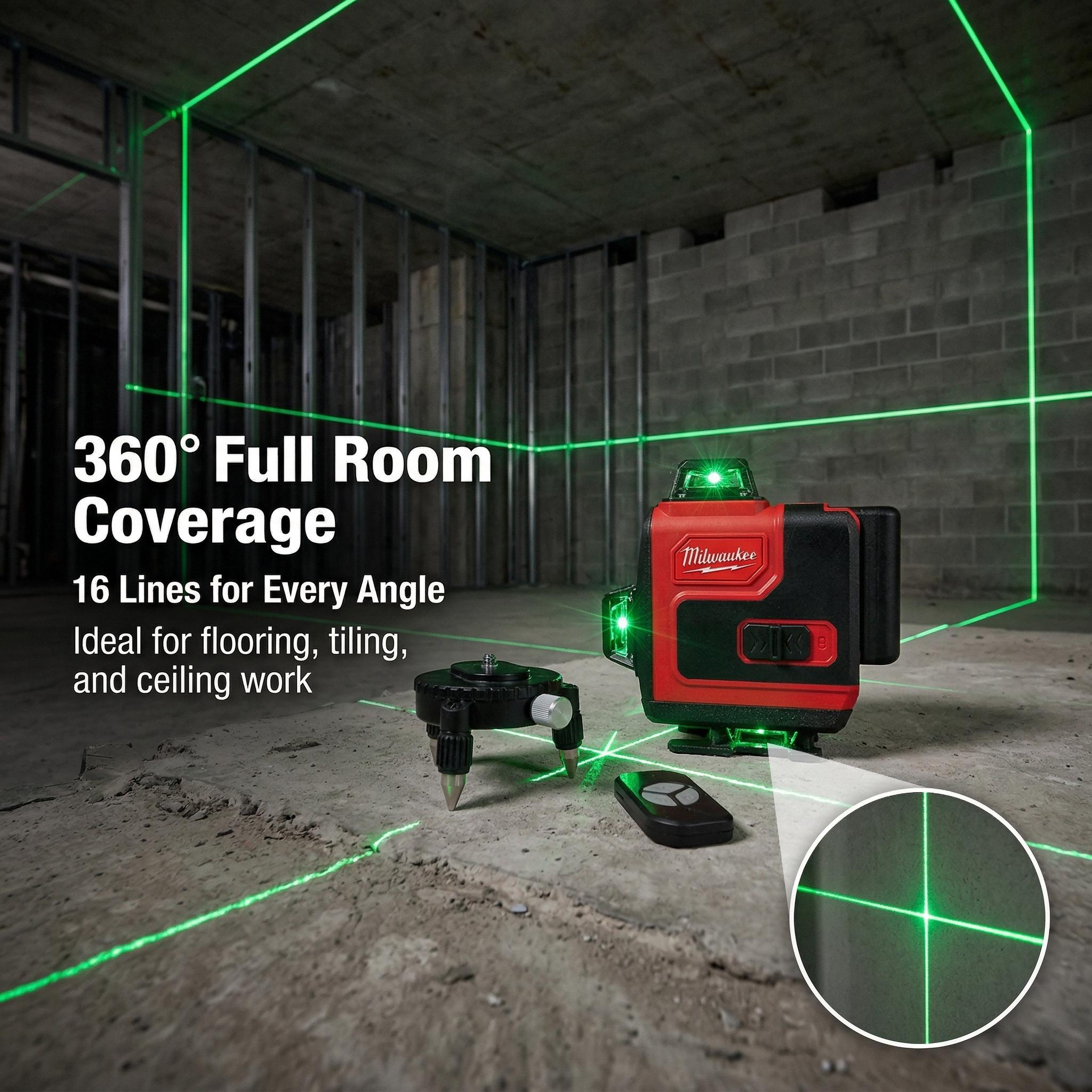 Milwaukee 16 Line Laser Level Vertical Horizontal Cross Line  for Jobsite Use tool kit set Multi-Function Electrician diy great gift workshop