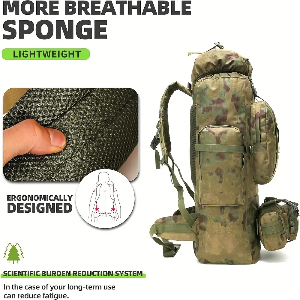 100L Camping Hiking Backpack Molle Rucksack Camping Backpacking Daypack