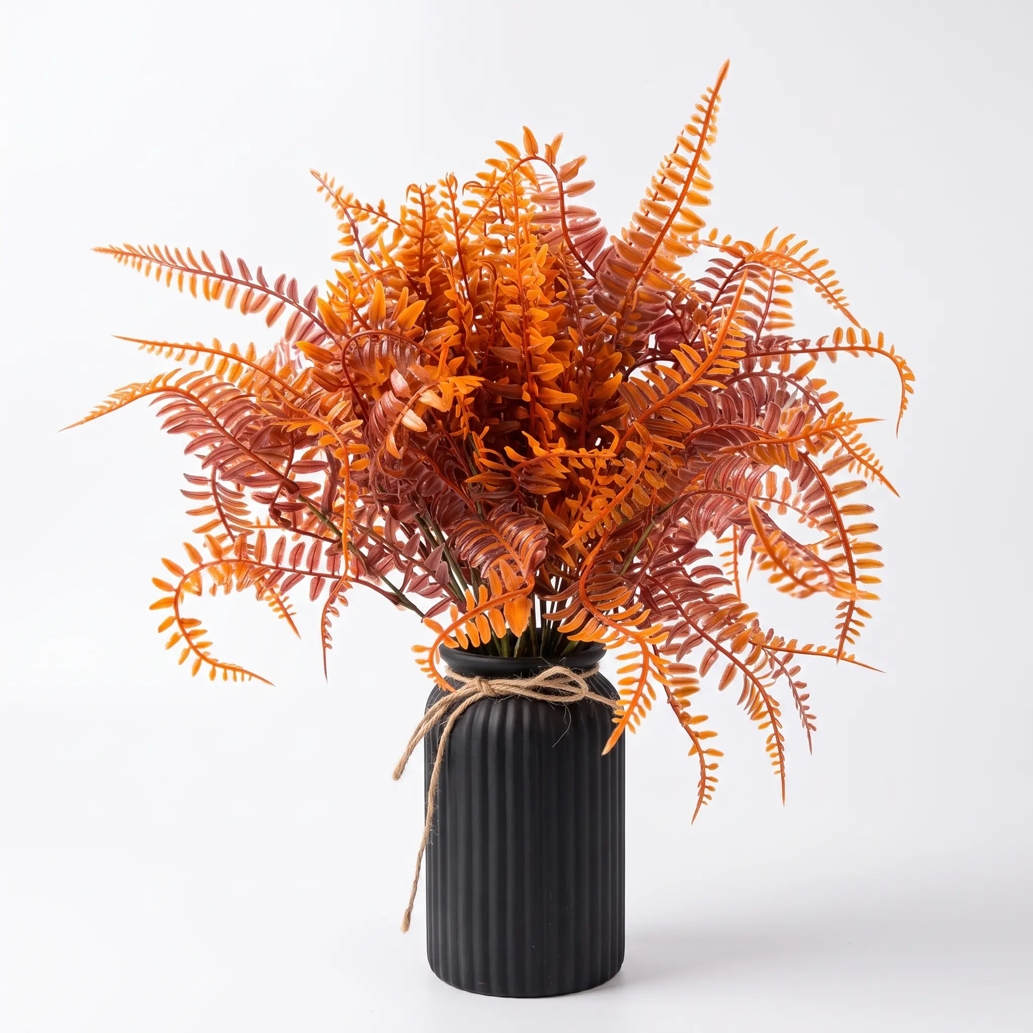8pcs Decorative Artificial Autumn Fern Plant Arrangement (No Pot, in Vase), Burnt Orange Faux Greenery, Farmhouse Table Centerpiece, Fall Decor for Home, Back to School, Black Friday New Zealand Home Decor Accent