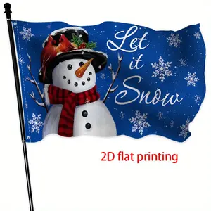 Christmas Outdoor Flag Winter Yard Decoration, Double-Sided Snowman Snowflake Festive Banner, Fade Resistant Durable Fabric for Garden Porch Patio, Holiday Home Decor