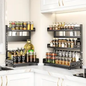Space-Saving Kitchen Countertop Organizer, Stainless Steel Multi-Layer Spice Rack, Multifunctional Layered Shelf for Home, Kitchen, Dining Room, Display Storage Rack