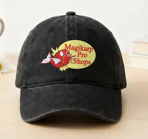 Magikarp Pro Shop Printed Wash Hat, PKM Cool Anime Baseball Cap, Gift For Him Her
