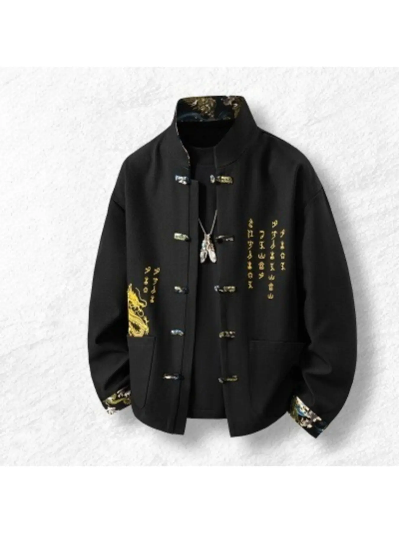 Men's long-sleeved coat, new thickened long-sleeved coat with Chinese style for men's autumn and winter. Long-sleeved coat, men's clothing with ethnic style Jackets