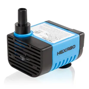 Hexago Small Fountain Pump, 80GPH (4.2W 300L/H) Mini Submersible Pumps, 3 Outlet Adapters, Submersible Water Fountain Pumps for Aquariums, Fish Tank, Tabletop Fountain, Pet Fountain and Hydroponics