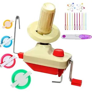 Yarn Winder - Yarn Ball Winder Easy to Set Up and Use - Hand Operated Yarn Winder 3.5 Ounce Capacity +1 Set 4 Size Pompom Maker +20 PCS  Button Set + 1 count