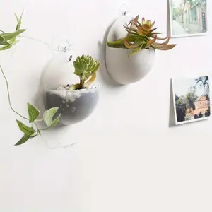 1 Pc Wall Hanging Planter Vase, Plant Holder Wall Decor, Modern Floating Design, Holds Succulent Plants Mini Cactus Faux Plants Hanging Hardware Included, Floating Plant Hangers
