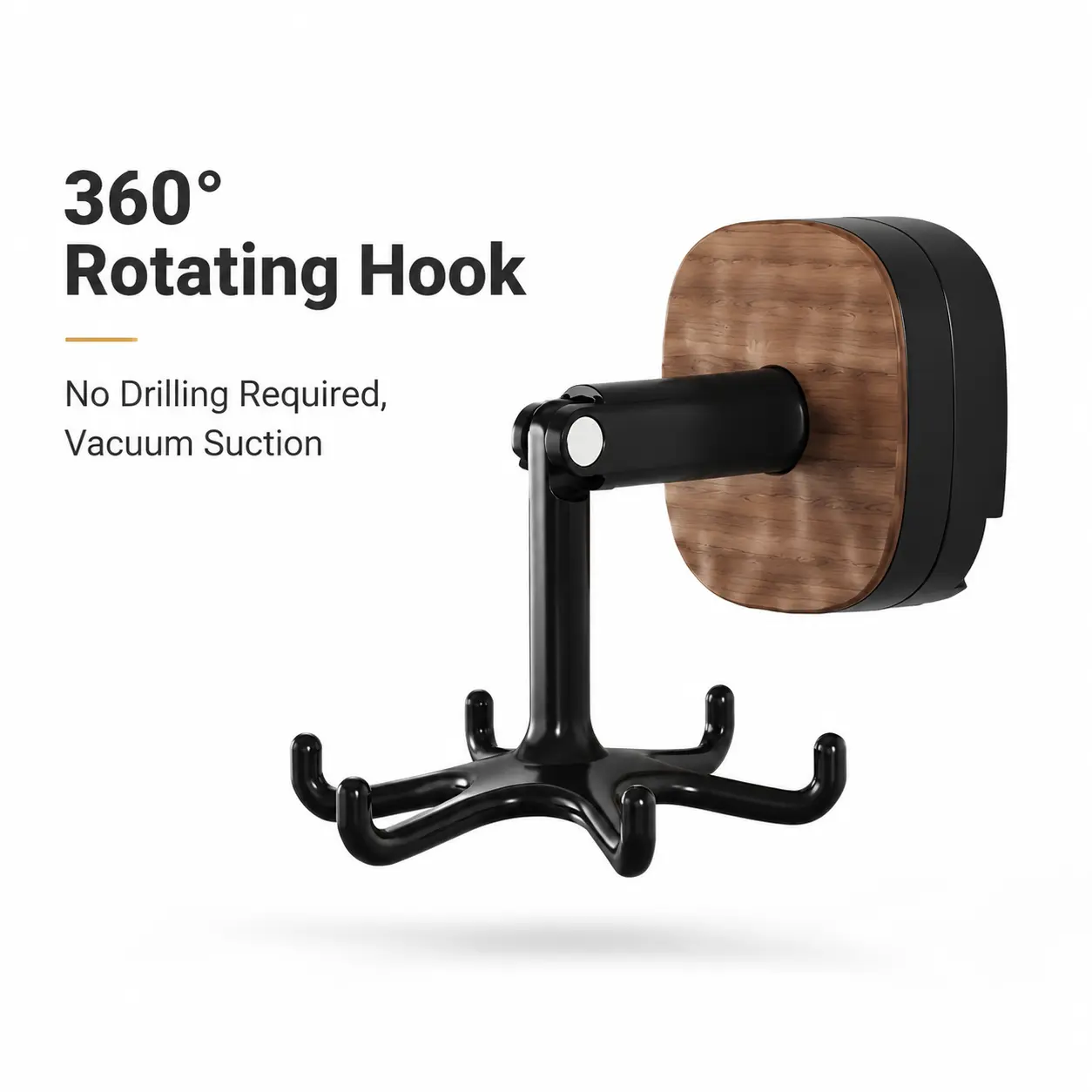 6-Claw Hook for Kitchen Utensils, 360° Rotatable and Foldable, No Drilling Required (vacuum), Wall Mounted Storage, Also for Bathroom, Bedroom, Office