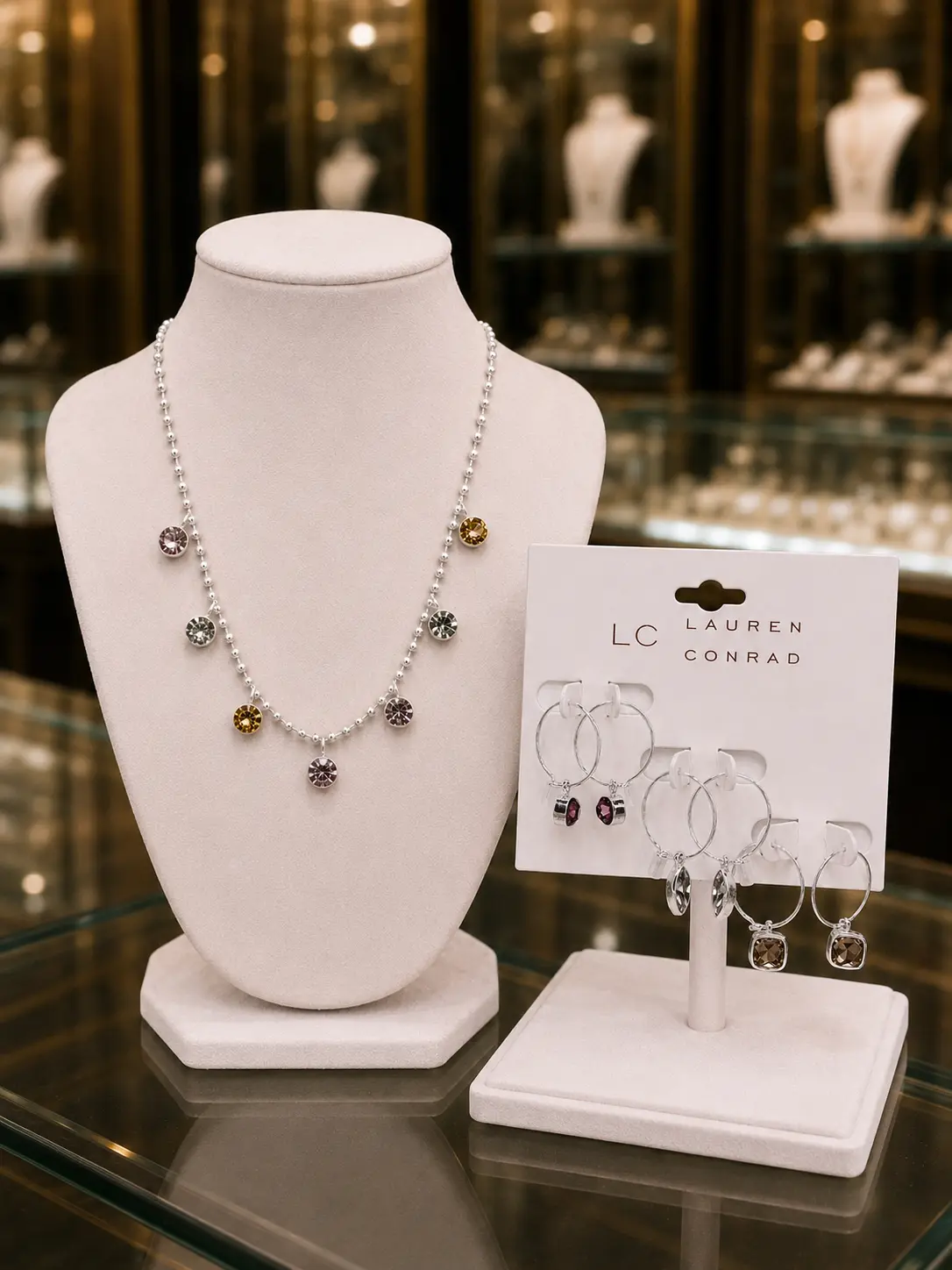 Lauren Conrad Coordinated Necklace & Hoop Earrings Jewelry Set