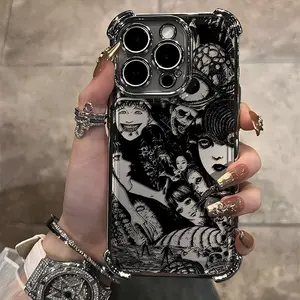 Junji Ito horror Hot comics Plating Case For iPhone 17 Pro Max Air 16 15 14 13 12 11 Pro Max X XR XSMax 7 8 6 Plus & Samsung Galaxy S25 Ultra S24 S23 S22 S21 Plus Anti-Fall Airabag Back Cover