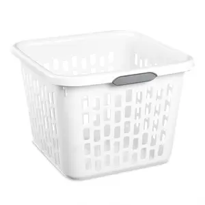 Sterilite Laundry Basket, 1.5 Bushel Plastic Hamper with Handles, White, 18 Pack