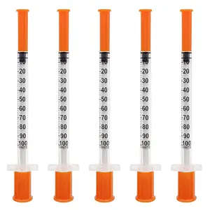 U-100 1cc/ml Syringes with 30G 1/2 inch Individual Package Pack of 36