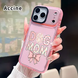 Phone Case for iPhone 17 16 Pro Max 15 Plus 14 13 12 11 Air Dog Mom Love Pattern Non-Yellowing Silicone Transparent Drop Protective Cover