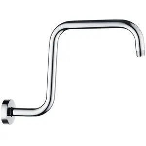 Bright Showers Shower Head Extension Arm with Flange S Shaped High Rise Extender,13 Inch
