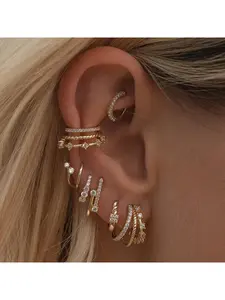 Ultra-gleaming Ear Clip Earring Set - Unique Design- Ear Canal and Ear Bone Nails - Versatile Earrings for All Occasions