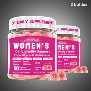 2 Bottles/120 gummies-ROLI&ROLA Women's Daily Vitality Liquid-Filled Gummies with Ashwagandha Saffron Maca Root Beet Root Vitamin E B6 D3 Cranberry Flavor 60 Count Sugar-Free Vegan for Energy Mood Hormone Skin Bone Health