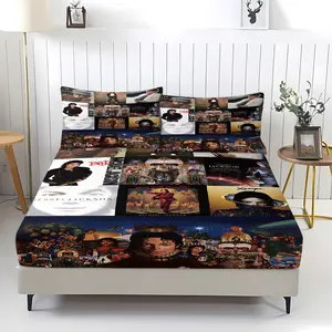3-piece set of Michael Jackson patterned bed sheets, including 1 bed sheet and 2 pillowcases, with anti slip and dust covers suitable for both children's and adult bedrooms, perfect for daily holiday and birthday gifts