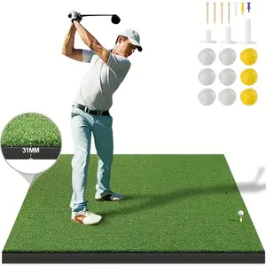 Golf Hitting Mat - 5x4ft Golf Mats Practice Outdoor/Indoor Training Aids for Backyard Driving Swing Chipping, Thickened Artificial Turf Mat with 9 Balls, 10 Tees - Training Equipment for Golfers