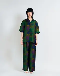 "Brooklyn" Silk Wide Leg Palazzo Pants - Green