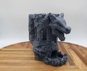Dragon's Fortress Dice Tower - 7 Inch Multi-Functional Tabletop Accessory with Dragon Design for RPGs & Can Holders