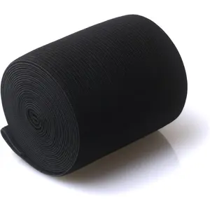 4 Inch Wide Elastic Band 3 Yards Knitted Stretchy Elastic Spool Straps for Sewing Craft, Black