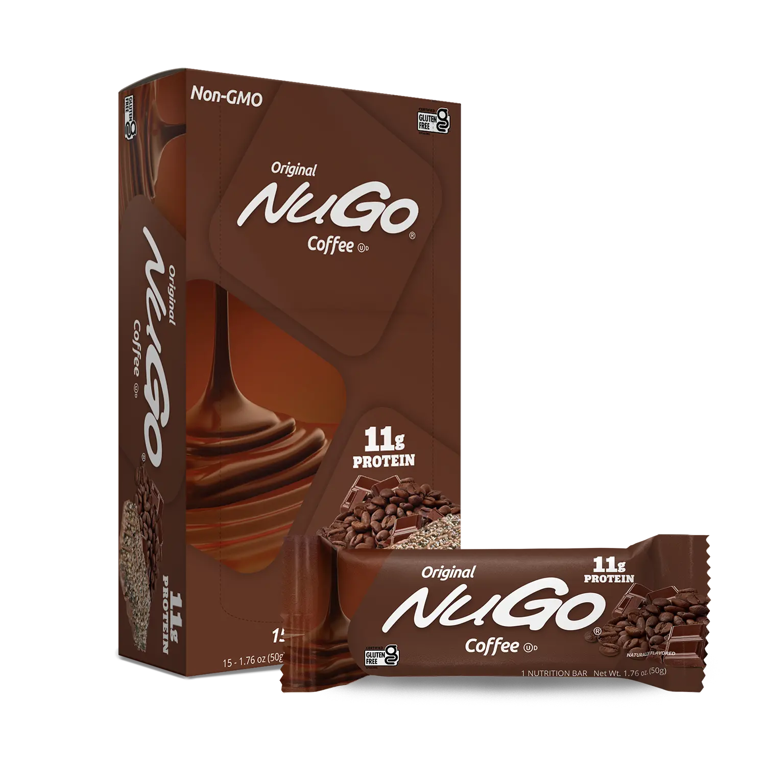 NuGo Original Protein Bar, Coffee, 11g Protein, Gluten Free, 15 Count
