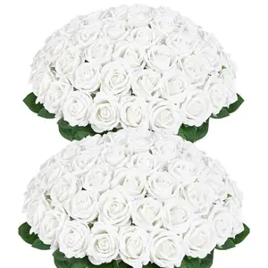 BEGINS 12/24/48 Pcs Artificial Flowers Silk Roses for DIY Wedding Bouquets, Home Decor, Faux Decor for Valentine’s Day & Mother’s Day