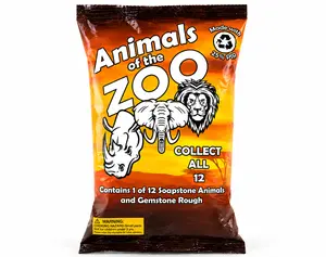 Zoo Animal Gemstone Mining Kit Crystal Dig Bag with Soapstone Animal | Discovery Activity Set with Mixed Gemstones