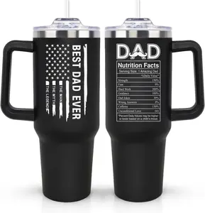Gifts for Dad from Daughter, Son - Father''s Day Tumbler Gift for Dads - Best Ever Dad Birthday Christmas Gifts Ideas for New Papa, Daddy, Stepdad Father - 40 Oz Stainless Steel Tumbler Coffee Cup