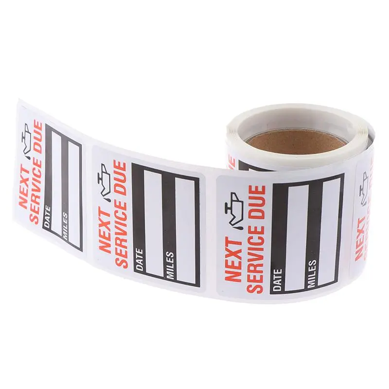 2026 New 100pcs/roll "NEXT SERVICE DUE" Oil Change Maintenance Service Reminder Stickers Window Sticker Adhesive Labels Car Sticker