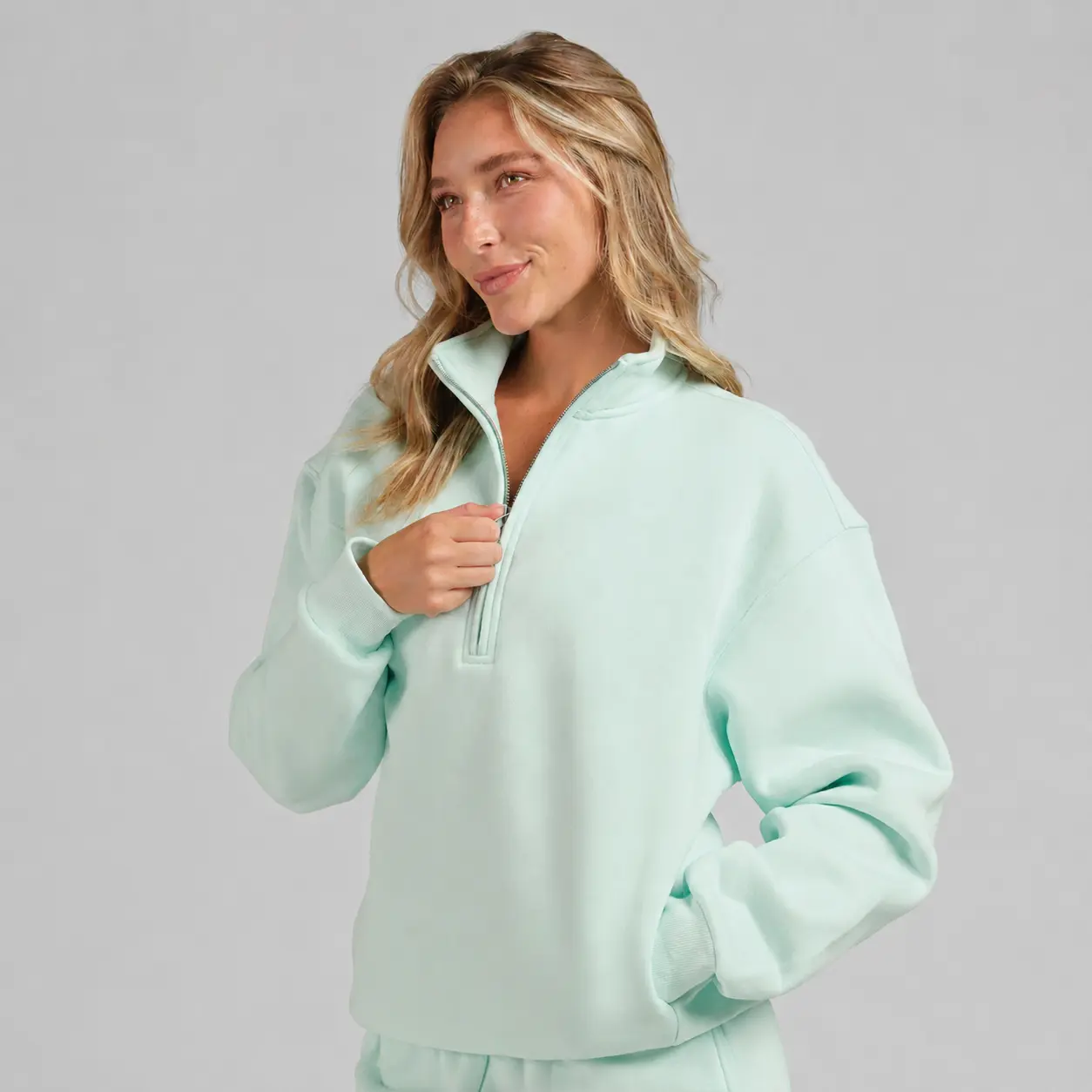 Varsity Quarter Zip Fleece Oversized Logo Quarter Zip Pullover