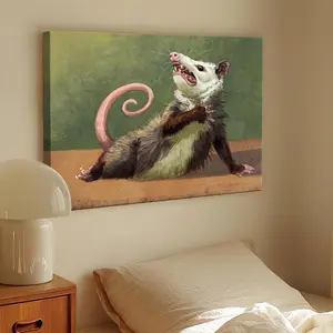 Opossum Funny Poster Canvas Wall Art, Animals Decor, Quirky Wall Decor, Opossum Humor Artwork for Animal Lovers, Funny Gift Idea for Home