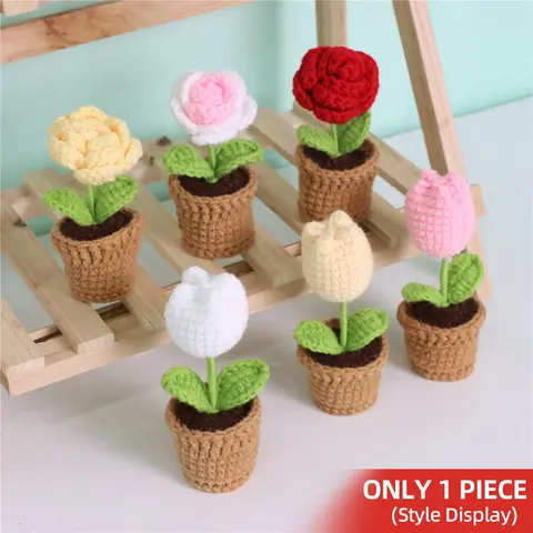 Crochet Flower Pot, 1 Count Handmade Knitting Flower Pot, DIY Decorative Flower Pot for Home & Party Decoration, Ideal Gift Choice, Crochet Gifts, Handmade Crochet Flowers, Handmade Crafts, Crochet Items