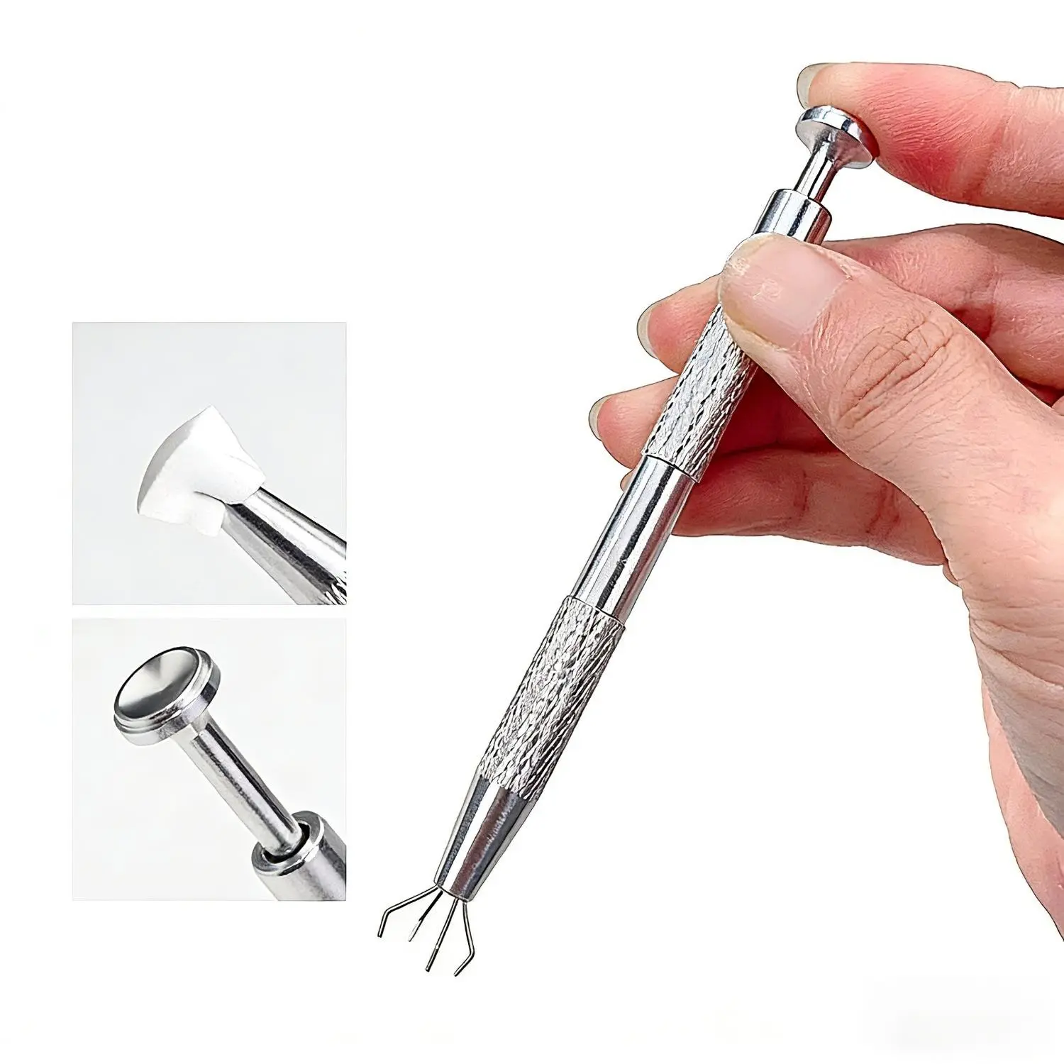 Stainless Steel Piercing Ball Grabber Hand Tool, Piercing Assistant Pen with Prong Holder for Jewelry Changing, Diamond Claw Tweezers Pearl Pick Up Tool, Hand Tools