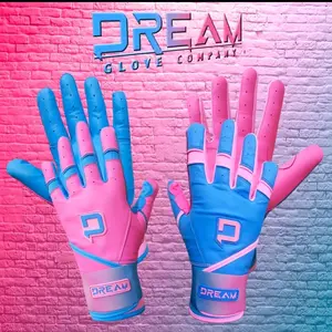 Dream Dual Strap Pink/Baby Blue Batting Gloves Baseball Mitt