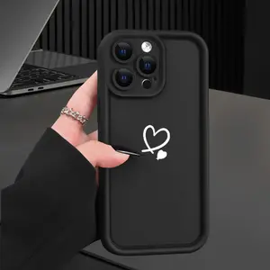 Romantic Love Heart Pattern Case for iPhone 16 15 14 Pro Max 13 12 11 XR XS Plus Shockproof Full Camera Protection Durable slim Silicone Cover