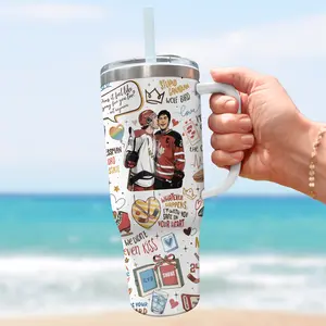 Heated Rivalry Tumbler Pride Month 40oz Tumbler With Handle And 20oz Straight Cup With Sliding Lid - Gift For Fan