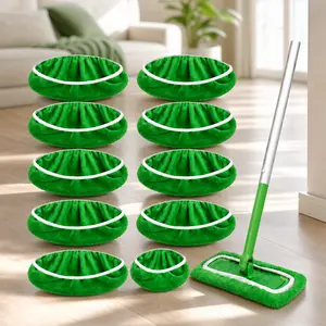 10Pcs Reusable Microfiber Mop Pads, Washable Replacement Swiffer Mop Cover, Multi-purpose Replacement Pads for Hardwood Flat Floor Cleaning