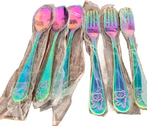 Iridescent Kids Spoon & Fork Set – 6 Piece