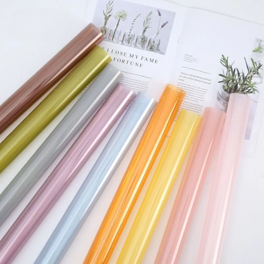 Glossy, Tinted Transparent Flower Wrap, Waterproof, Various Colors