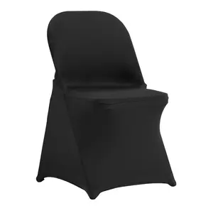 【Spotlight Day】VEVOR Stretch Fabric Spandex Blend Folding Chair Covers, 100 Black Universal-Size Elastic-Fit Removable Washable Slipcovers, for Wedding Event, Banquet