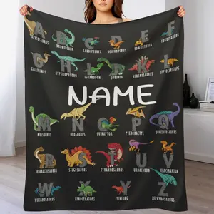 Custom Name  Dinosaur Alphabet  Blanket,Personalized Name Gift ,Suit for The Sofa, Bed, Travel, Camping, Living Room, Office, Chair，Gifts for Family or Child  ,Friend , Send your custom text via shop chat to personalize
