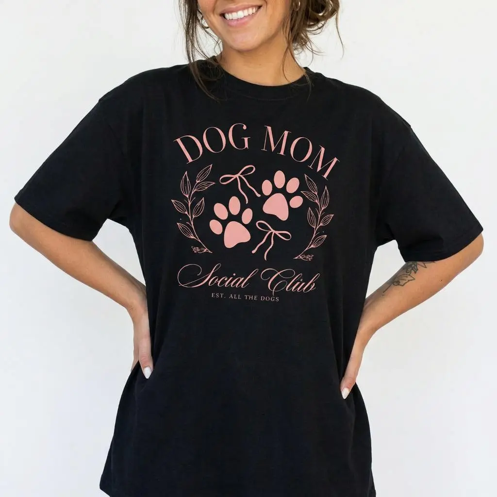 Dog Mom Social Club Graphic Tee Women Plus Size Dog Lover Shirt