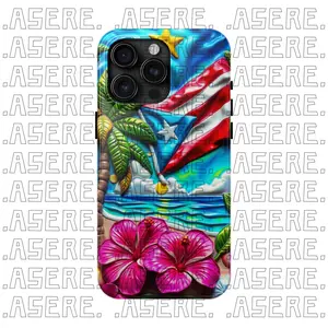 Puerto Rico Phone Cases  Design PR Orgullo Boricua Bandera de Puerto Rico Customized Protective Case with TPU Lining & Polycarbonate Shell Cellphone Smartphone