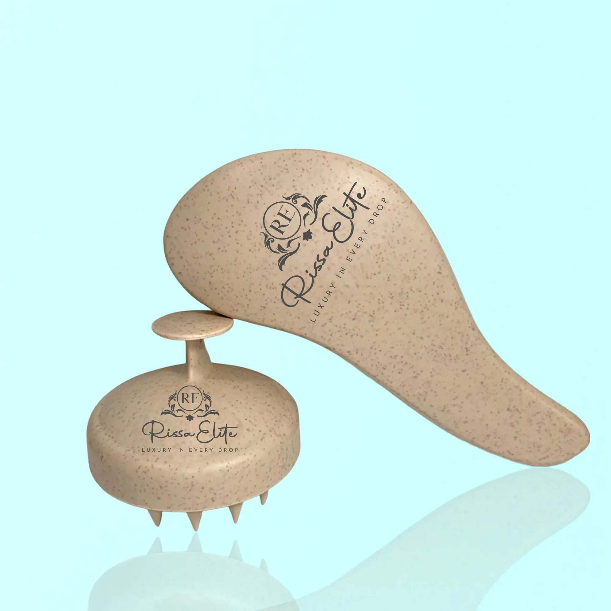 Rissa Elite Silicon Detangler Brush & Scalp Massager Set for Hair Growth & Oil Treatments - Wet/Dry Hair Detangling Brush with Flexible Bristles & Silicone Scalp Scrubber for Daily Body Care
