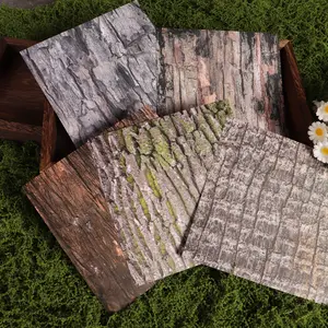 12sheets(writable paper sticker and matte waterproof sticker) Tree grain with Moss Large Size Texture Self-adhesive Aesthetic Scrapbook Sticker, for Arts Crafts, Junk Journals, Scrapbooking Supplies, Background Pad, DlY Scene Construction