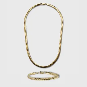 Miami Cuban Link Chain & Bracelet Set Gold Plated 5mm Bold Design Modern Edge Versatile Timeless Jewelry for Any Occasion