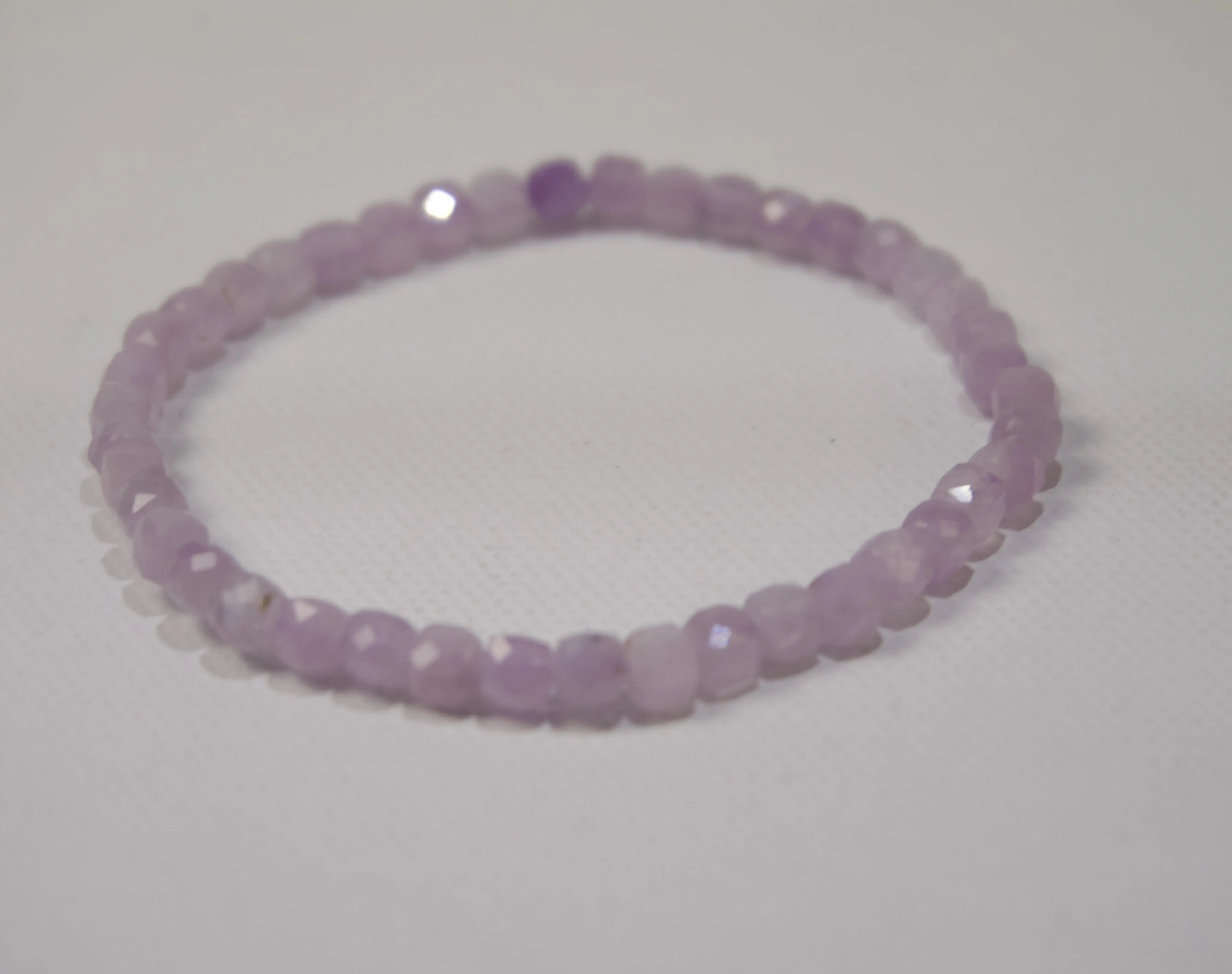 Natural Kunzite Faceted Gemstone Stretch Bracelet
